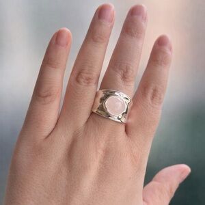 Cocktail Ring with Pink Quartz - Size 9